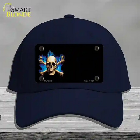 Skull Offset Novelty License Plate Hat Cotton / Navy