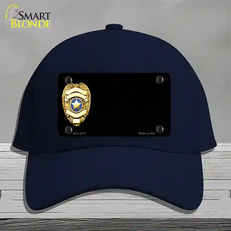 Police Badge Offset Novelty License Plate Hat Cotton / Navy