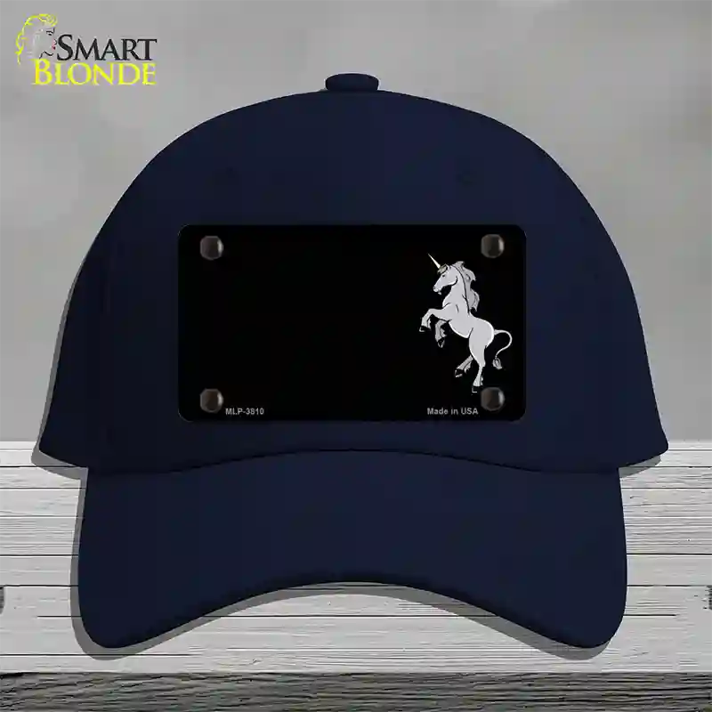 Unicorn Offset Black Novelty License Plate Hat Cotton / Navy