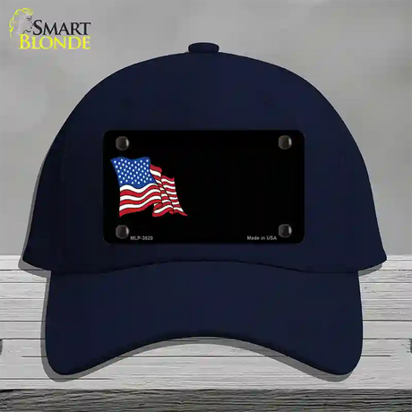 American Flag Offset Novelty License Plate Hat Cotton / Navy