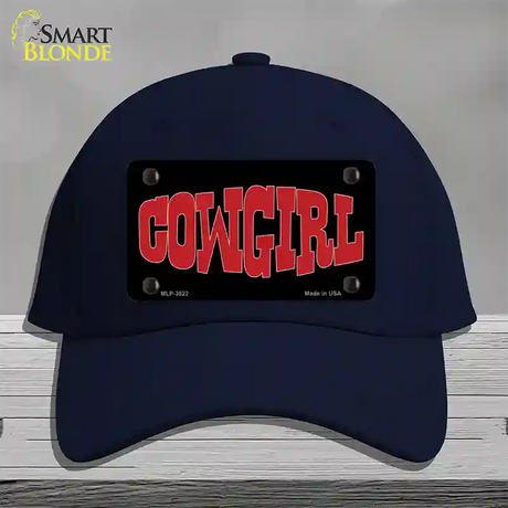 Cowgirl Red Novelty License Plate Hat Cotton / Navy