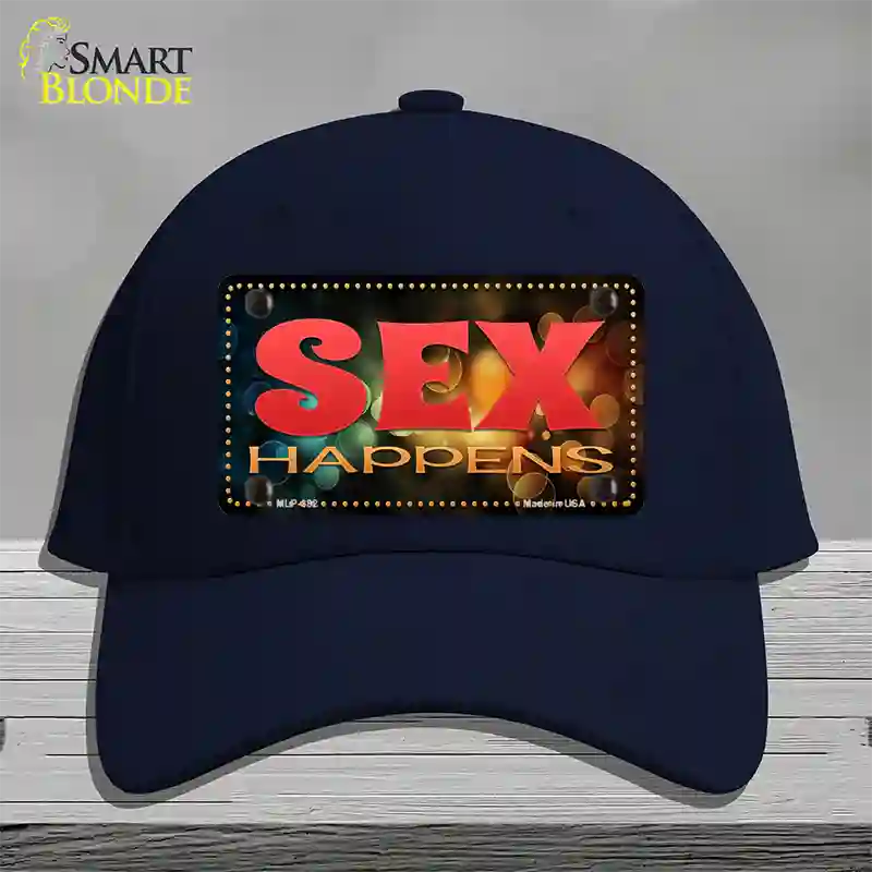 Sex Happens Novelty License Plate Hat Cotton / Navy