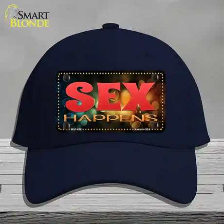 Sex Happens Novelty License Plate Hat Cotton / Navy