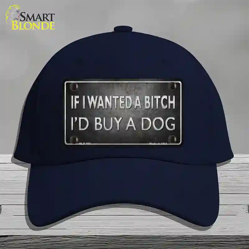 I Would Buy A Dog Novelty License Plate Hat Cotton / Navy