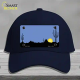 Southwest Cactus Sunrise Blue Novelty License Plate Hat Cotton / Navy