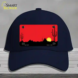 Southwest Cactus Sunrise Red Novelty License Plate Hat Cotton / Navy