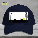 Southwest Cactus Sunrise White Novelty License Plate Hat Cotton / Navy