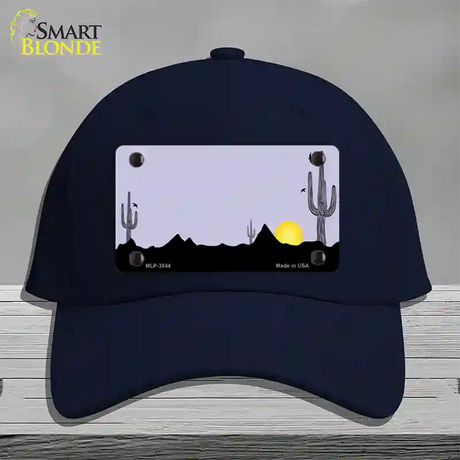 Southwest Cactus Sunrise Purple Novelty License Plate Hat Cotton / Navy