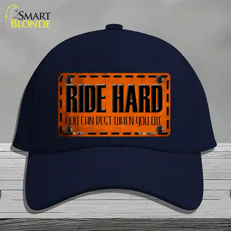 Ride Hard Novelty License Plate Hat Cotton / Navy