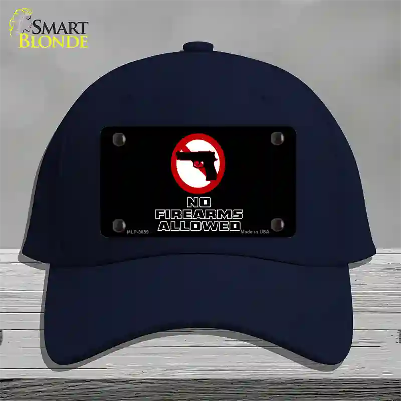 No Firearms Allowed Novelty License Plate Hat Cotton / Navy