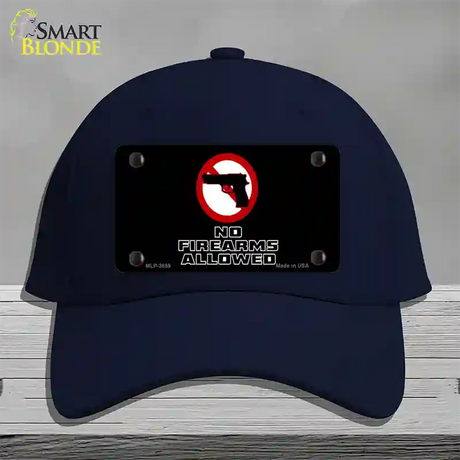 No Firearms Allowed Novelty License Plate Hat Cotton / Navy