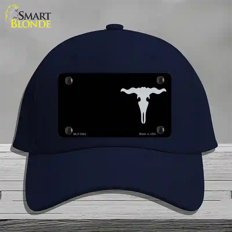 Cattle Skull Offset Novelty License Plate Hat Cotton / Navy