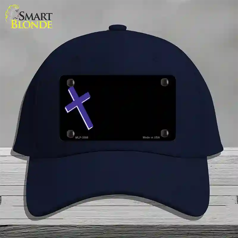 Purple Cross Offset Novelty License Plate Hat Cotton / Navy