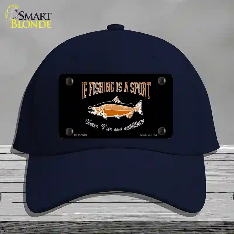 If Fishing Is A Sport Novelty License Plate Hat Cotton / Navy