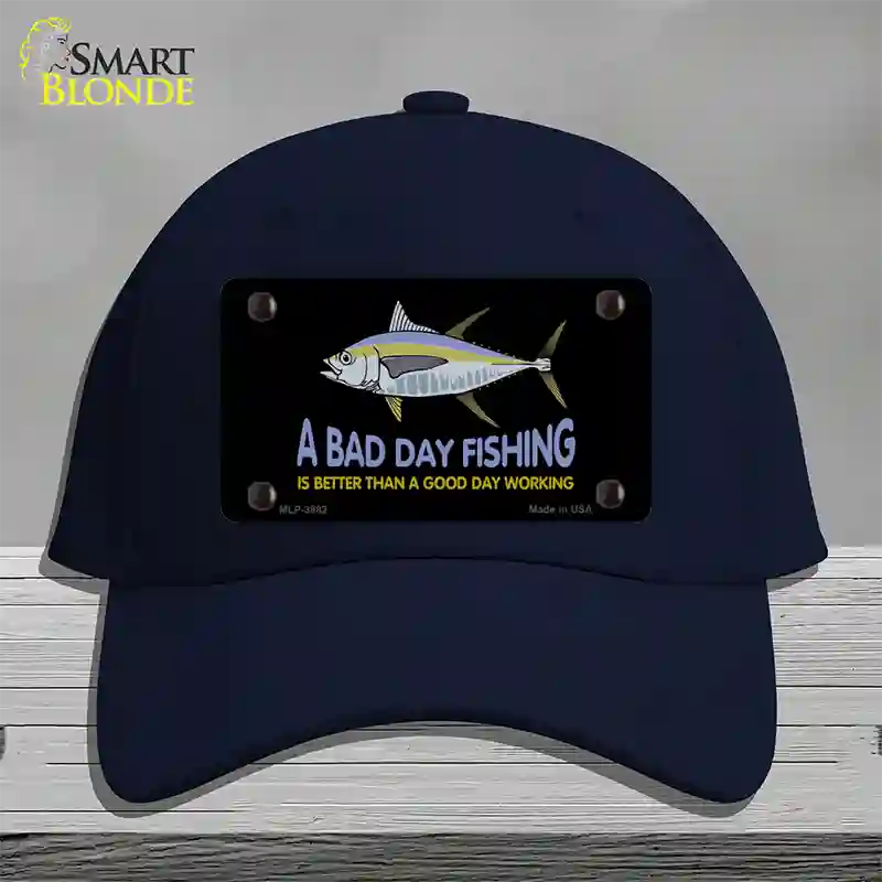 A Bad Day Fishing Novelty License Plate Hat Cotton / Navy