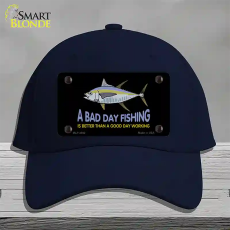 A Bad Day Fishing Novelty License Plate Hat Cotton / Navy