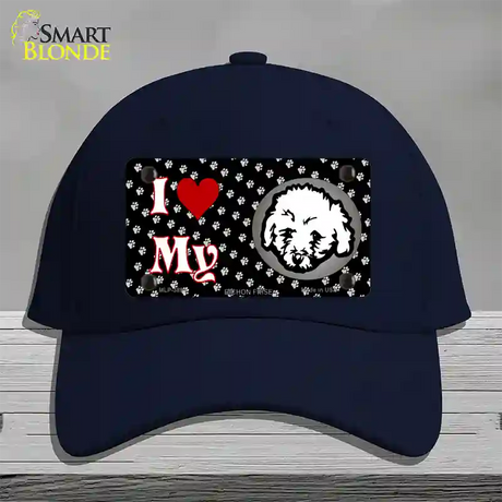 I Love My Bichon Frise Novelty License Plate Hat Cotton / Navy
