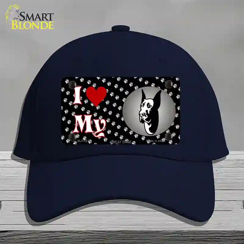 I Love My Great Dane Novelty License Plate Hat Cotton / Navy