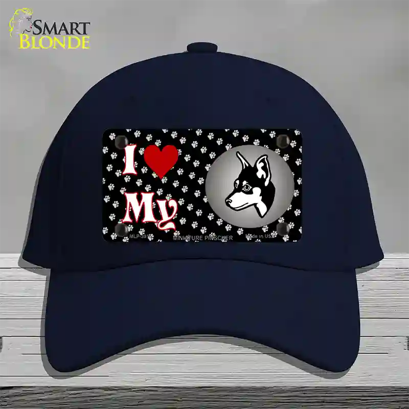 I Love My Miniature Pinscher Novelty License Plate Hat Cotton / Navy