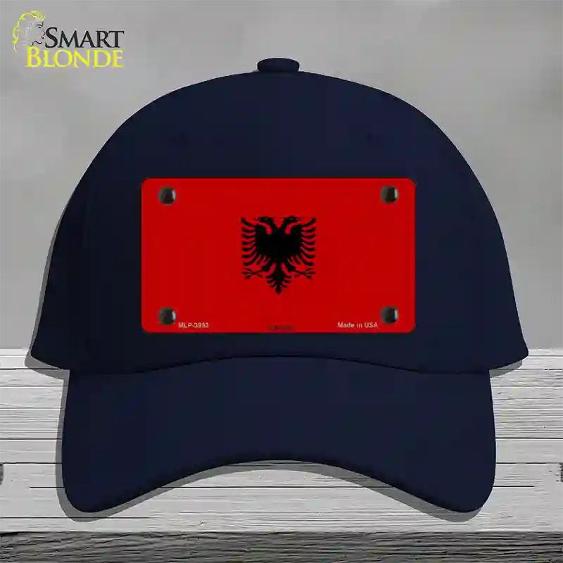 Albania Flag Novelty License Plate Hat Cotton / Navy