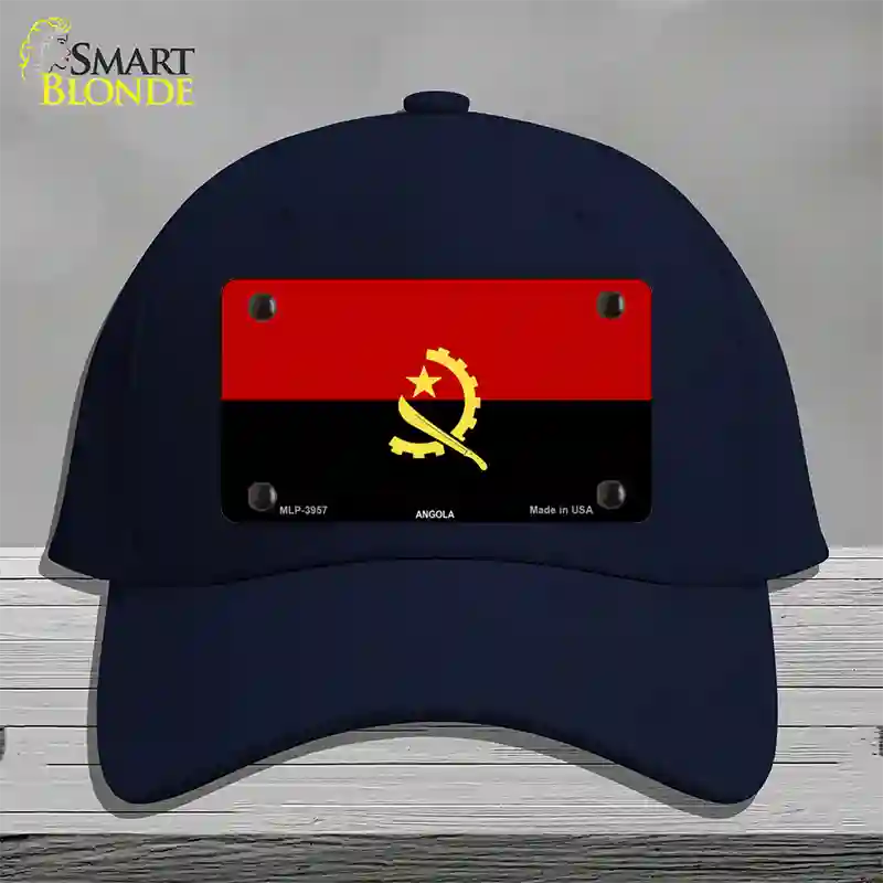 Angola Flag Novelty License Plate Hat Cotton / Navy