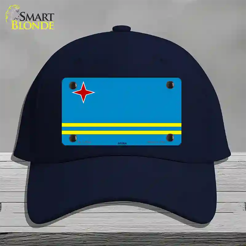 Aruba Flag Novelty License Plate Hat Cotton / Navy