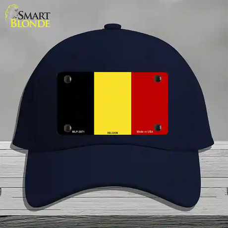 Belgium Flag Novelty License Plate Hat Cotton / Navy