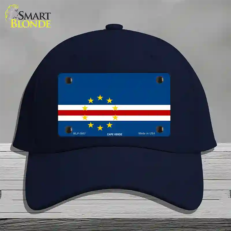 Cape Verde Flag Novelty License Plate Hat Cotton / Navy