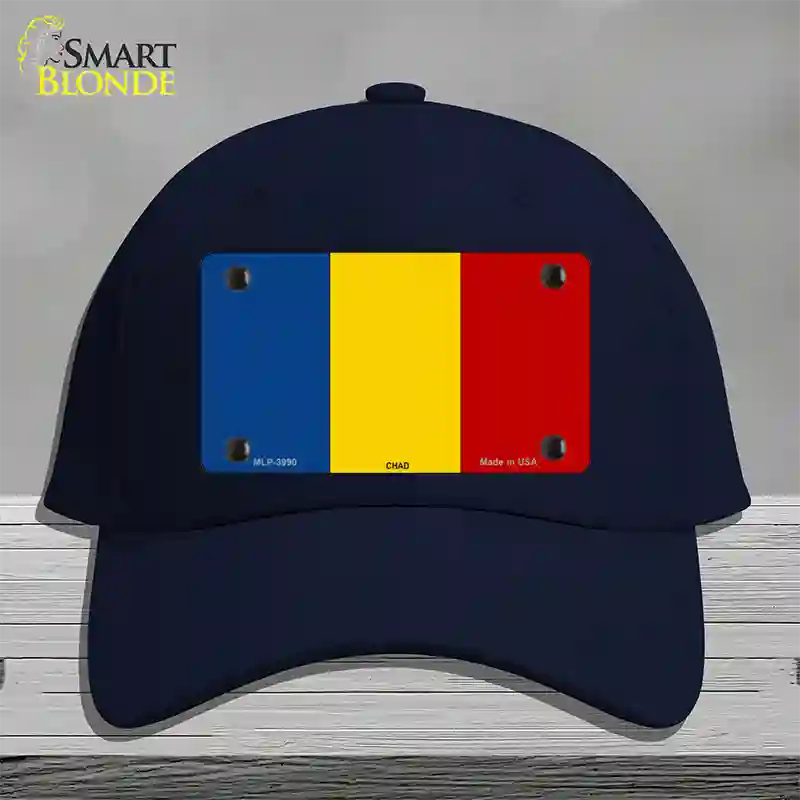 Chad Flag Novelty License Plate Hat Cotton / Navy