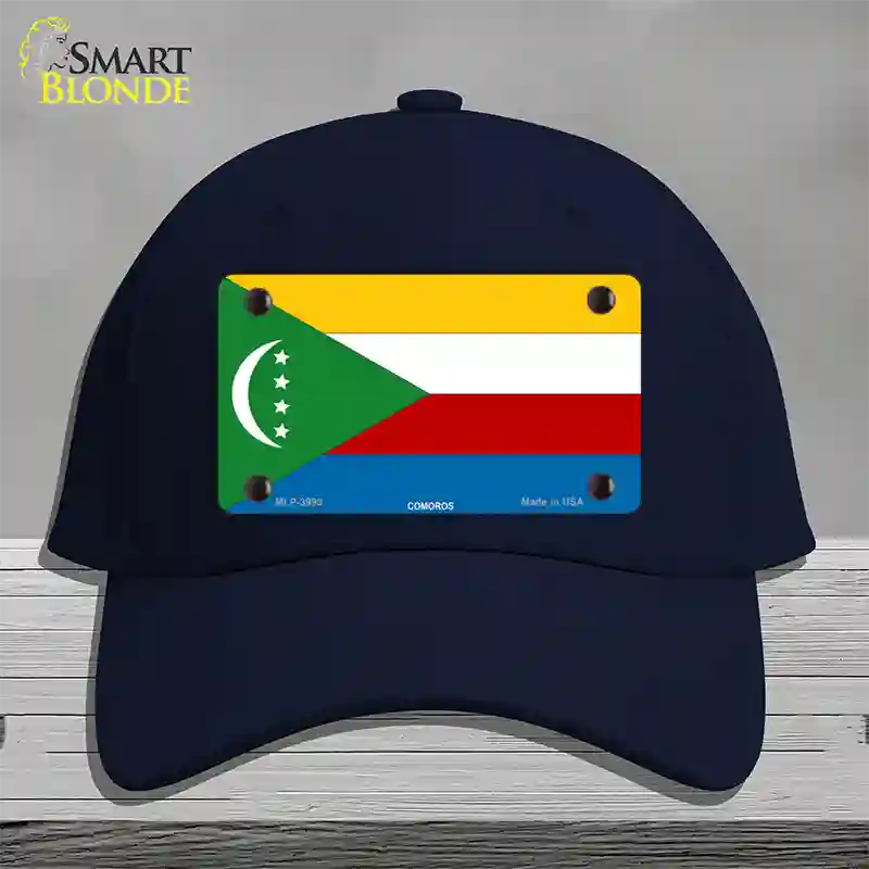 Comoros Flag Novelty License Plate Hat Cotton / Navy