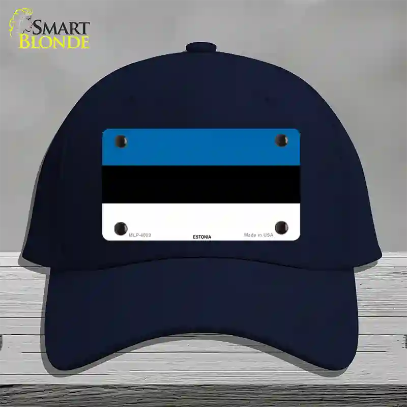 Estonia Flag Novelty License Plate Hat Cotton / Navy