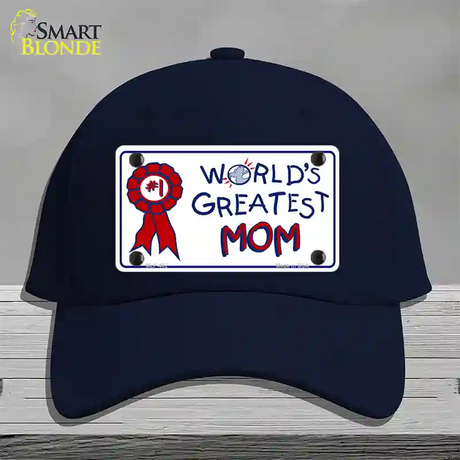 Worlds Greatest Mom Novelty License Plate Hat Cotton / Navy