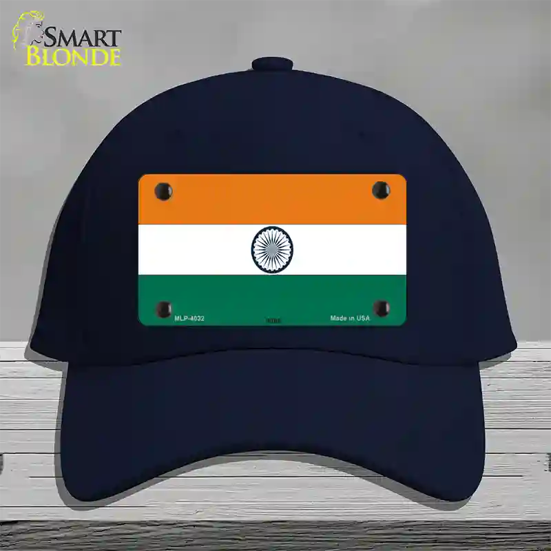 India Flag Novelty License Plate Hat Cotton / Navy