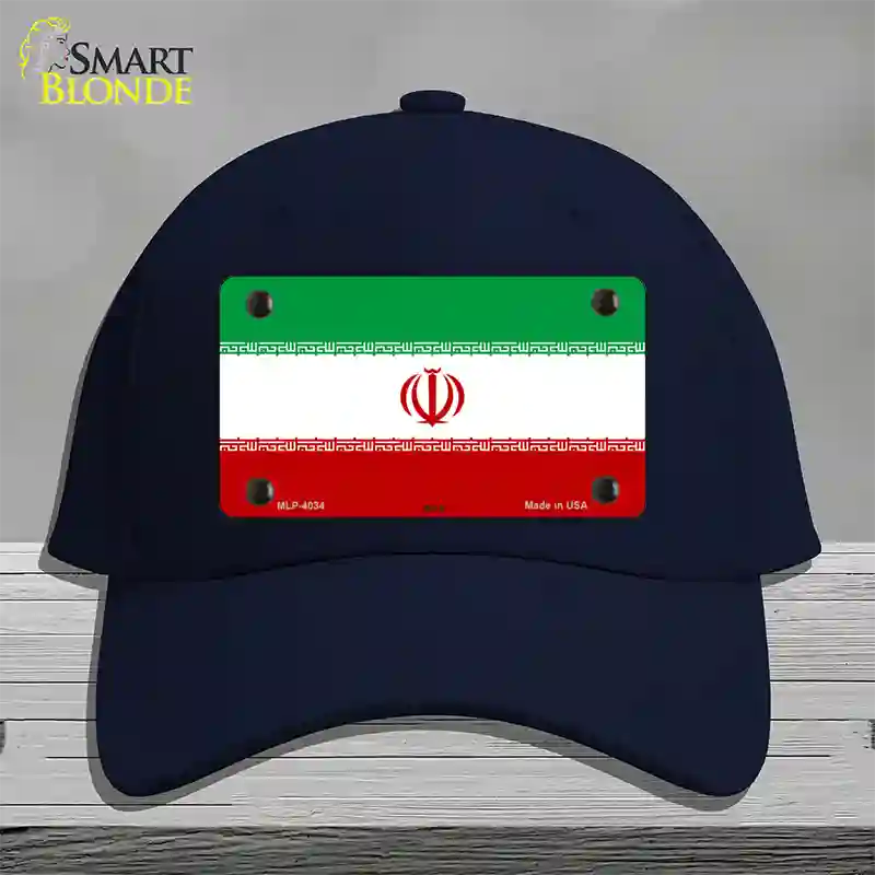 Iran Flag Novelty License Plate Hat Cotton / Navy