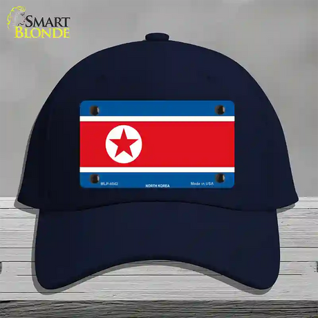 North Korea Flag Novelty License Plate Hat Cotton / Navy