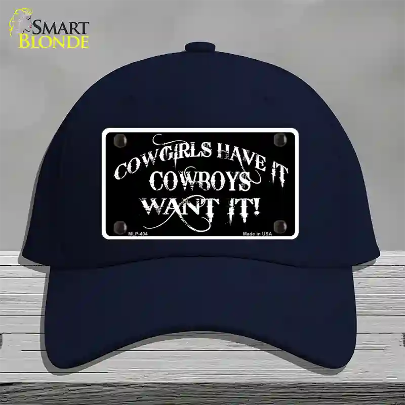 Cowgirls Have It Novelty License Plate Hat Cotton / Navy