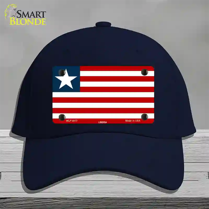 Liberia Flag Novelty License Plate Hat Cotton / Navy