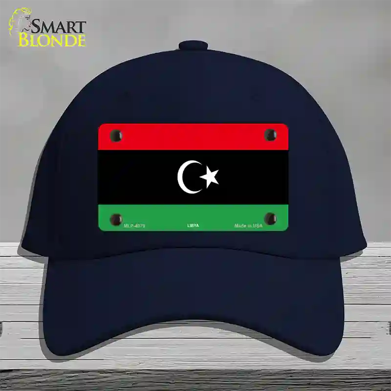 Libya Flag Novelty License Plate Hat Cotton / Navy