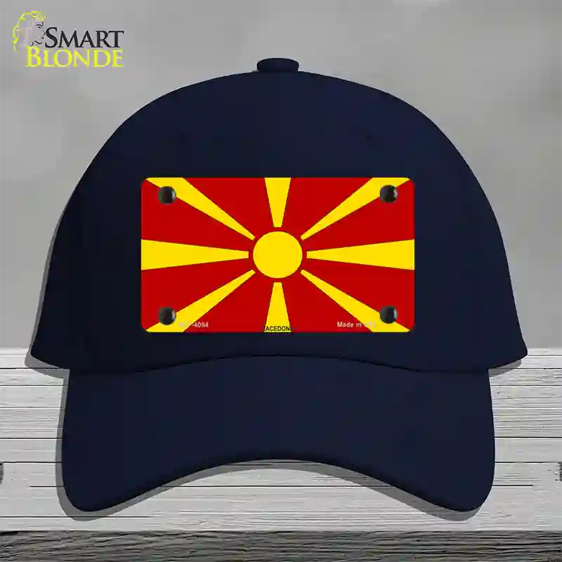 Macedonia Flag Novelty License Plate Hat Cotton / Navy