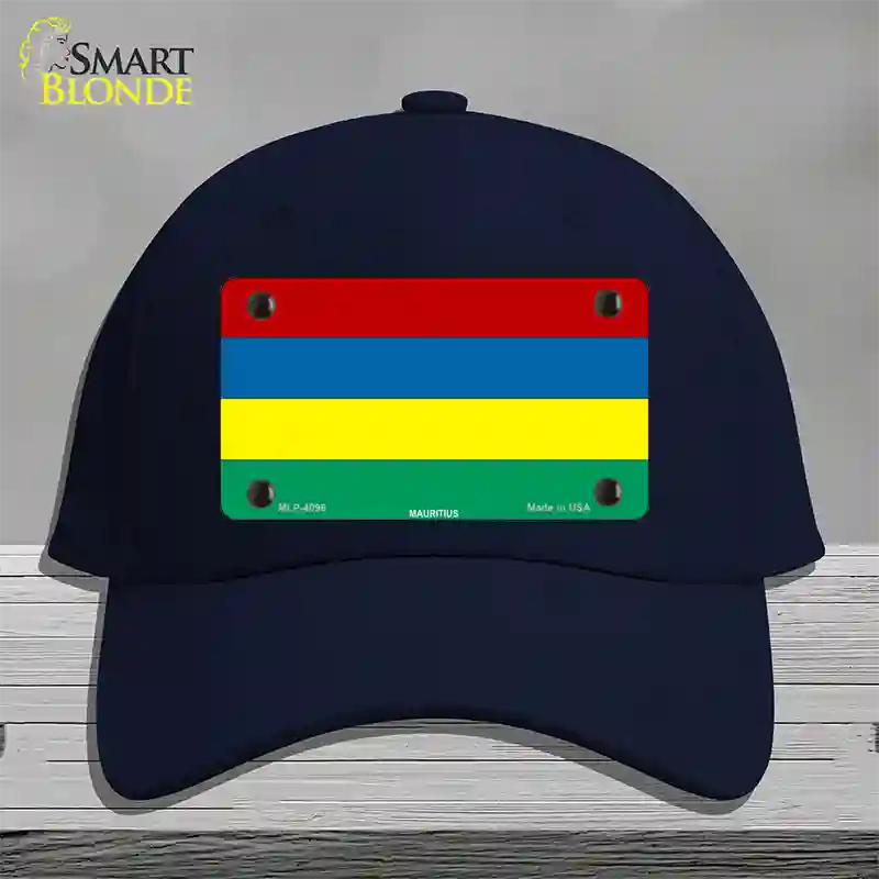 Mauritius Flag Novelty License Plate Hat Cotton / Navy