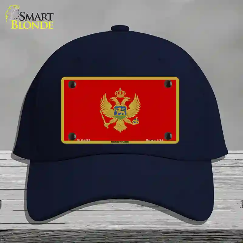 Montenegro Flag Novelty License Plate Hat Cotton / Navy