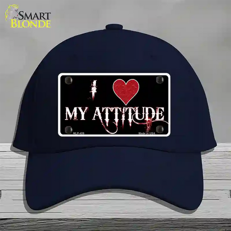 I Love My Attitude Novelty License Plate Hat Cotton / Navy