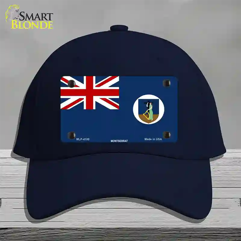 Montserrat Flag Novelty License Plate Hat Cotton / Navy