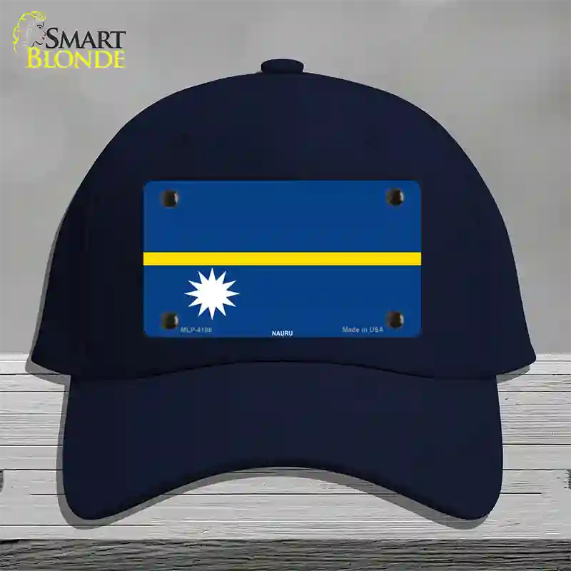 Nauru Flag Novelty License Plate Hat Cotton / Navy