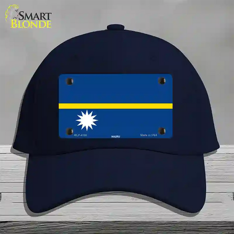 Nauru Flag Novelty License Plate Hat Cotton / Navy