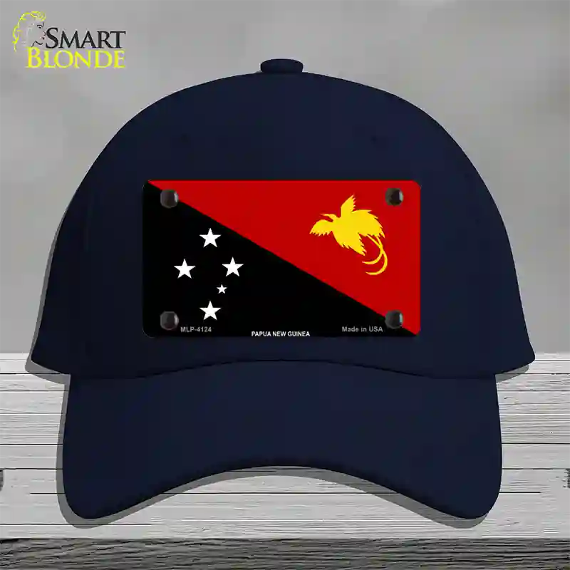 Papua New Guinea Flag Novelty License Plate Hat Cotton / Navy