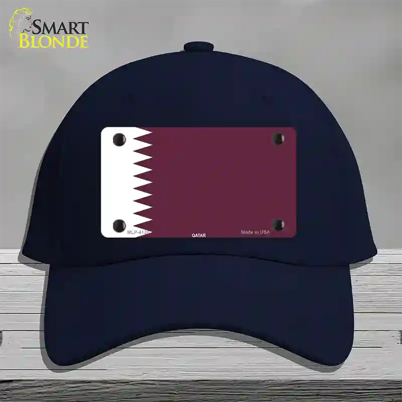 Qatar Flag Novelty License Plate Hat Cotton / Navy