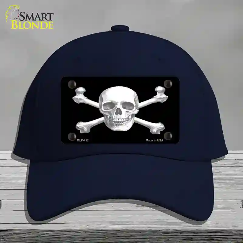 Skull And Cross Bones Novelty License Plate Hat Cotton / Navy