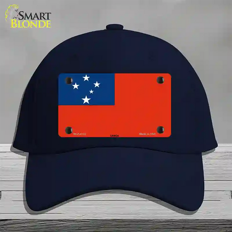 Samoa Flag Novelty License Plate Hat Cotton / Navy