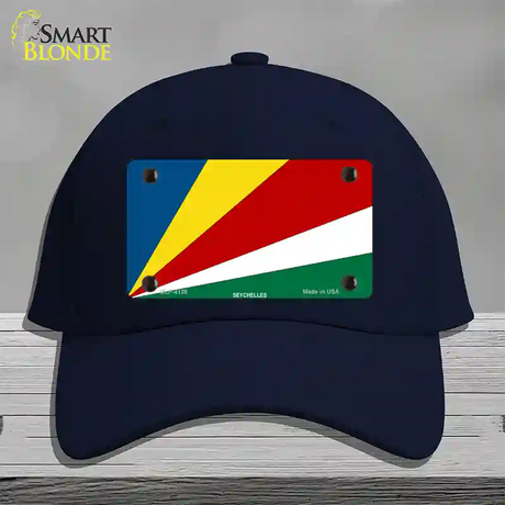 Seychelles Flag Novelty License Plate Hat Cotton / Navy